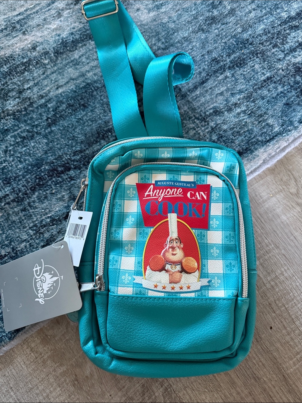 Disney Teal 'Anyone Can Cook' Checkerprint Crossbody Bag